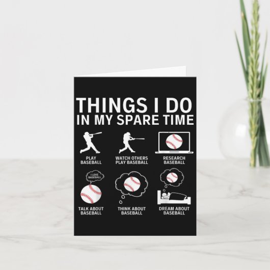 Things I Do In My Spare Time Funny Baseball Player Karte (Vorderseite)