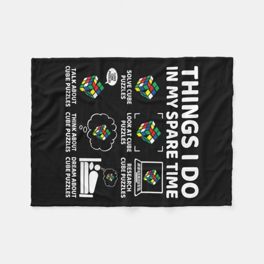 Things I Do In My Spare Time Funny Cube Puzzle Spe Fleecedecke (Vorderseite (Horizontal))