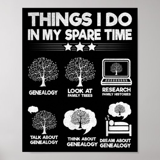 Things I Do In My Spare Time Funny Genealogy Poster (Vorne)