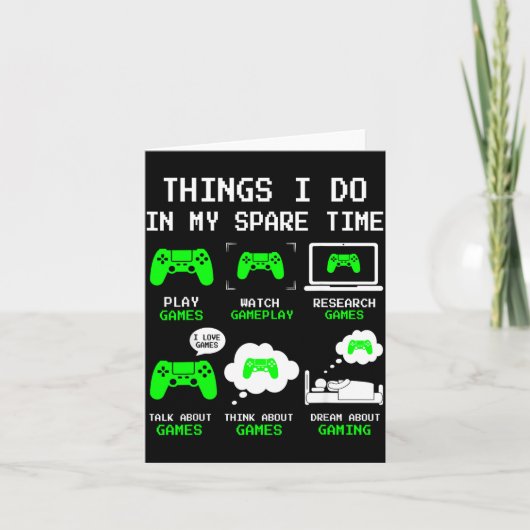 Things I Do In My Spare Time Gaming Funny Gamer Bo Karte (Vorderseite)