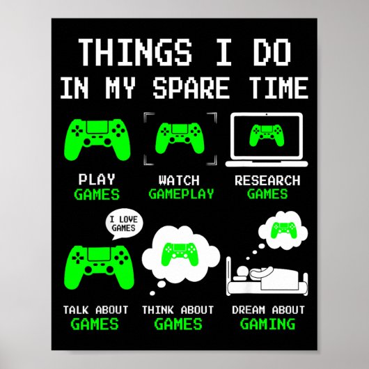Things I Do In My Spare Time Gaming Funny Gamer Bo Poster (Vorne)
