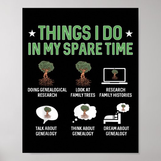 Things I Do In My Spare Time Genealogy Ancestry Ge Poster (Vorne)
