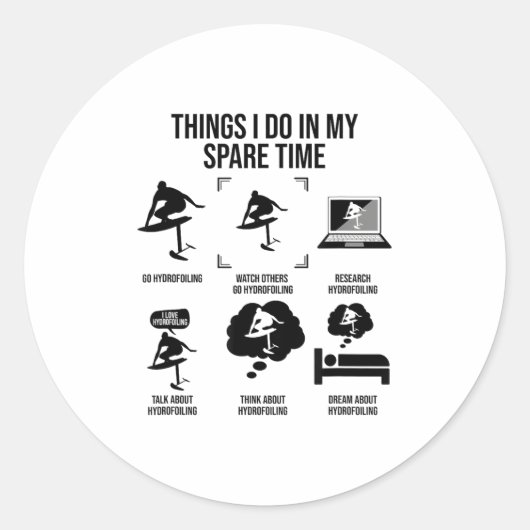 Things I Do In My Spare Time - Hydrofoiling  Runder Aufkleber (Vorderseite)