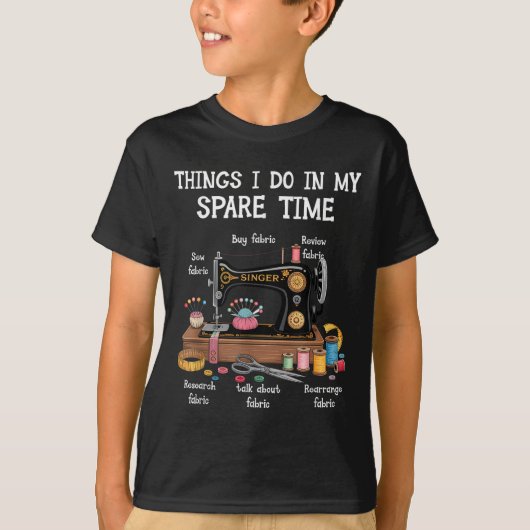 Things I Do In My Spare Time Sewing Machine Quilti T-Shirt (Vorderseite)