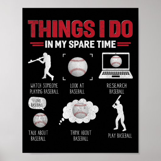 Things I Do In My Spare Time Shirt Funny Baseball Poster (Vorne)