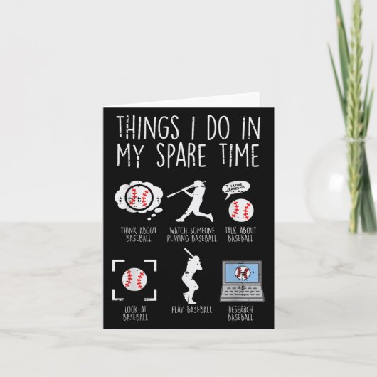 Things I Do Spare Time Baseball Funny Player Men W Karte (Vorderseite)