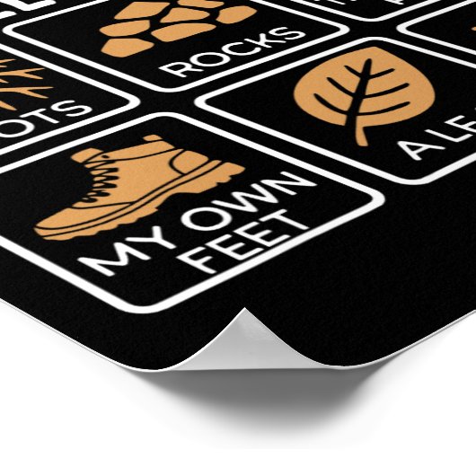 Things I Trip On While Hiking Roots Rocks Trekking Poster (Ecke)