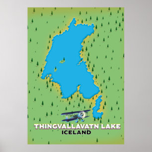 Thingvallavatn-See Island Reise Karte Poster