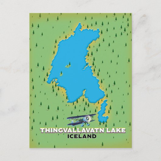 Thingvallavatsee Island Reiseplan Postkarte (Vorderseite)