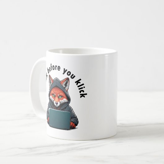 Think before you click - Cyber Security Kaffeetasse (Vorderseite Links)