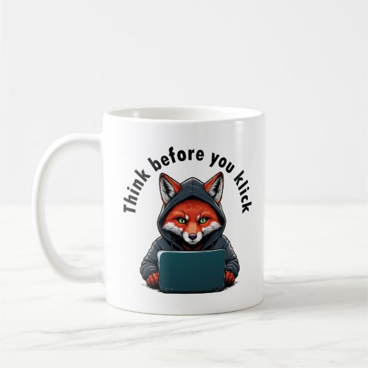 Think before you click - Cyber Security Kaffeetasse (Links)
