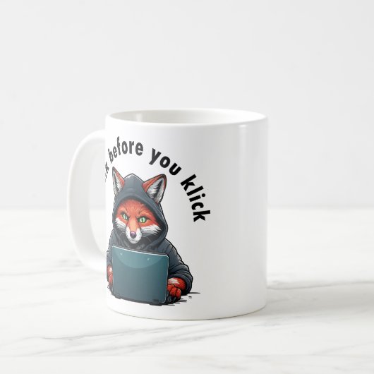 Think before you click - Cyber Security Kaffeetasse (Vorderseite Links)