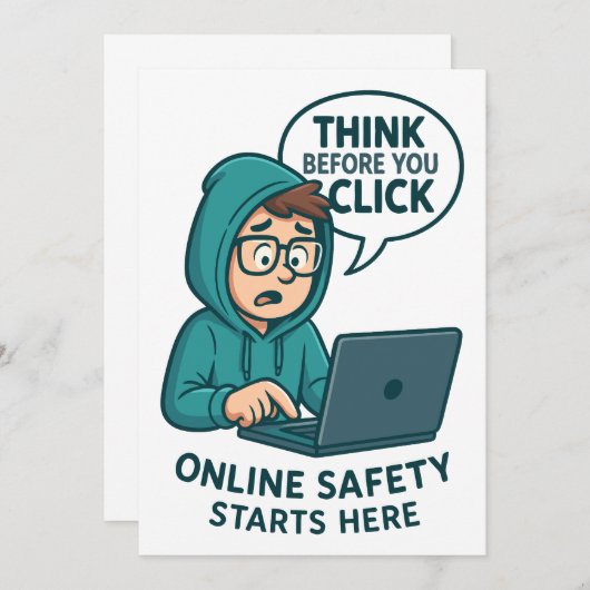 Think Before You Click - Online Safety Awareness Einladung (Vorne/Hinten)