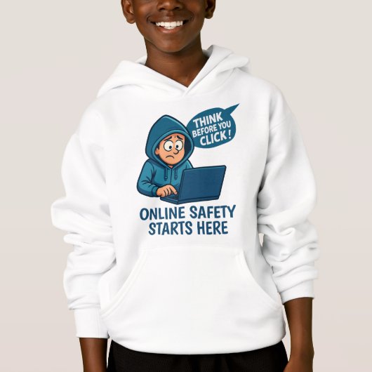 Think Before You Click - Online Safety Awareness Hoodie (Vorderseite)