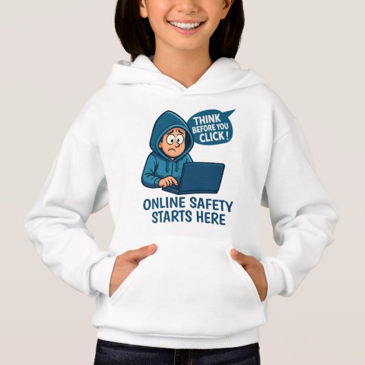 Think Before You Click - Online Safety Awareness Hoodie (Vorderseite)