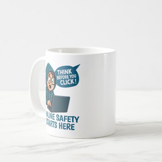 Think Before You Click - Online Safety Awareness Kaffeetasse (Vorderseite Links)