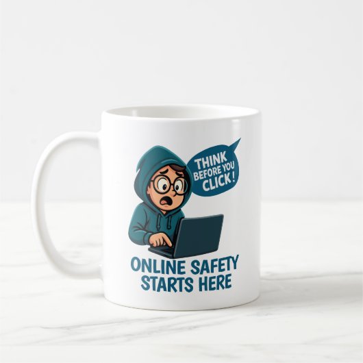 Think Before You Click - Online Safety Awareness Kaffeetasse (Links)