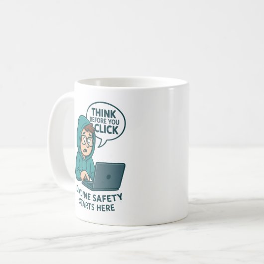 Think Before You Click - Online Safety Awareness Kaffeetasse (Vorderseite Links)