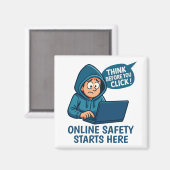 Think Before You Click - Online Safety Awareness Magnet (Vorderseite/Rückseite)