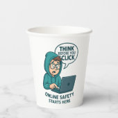 Think Before You Click - Online Safety Awareness Pappbecher (Rückseite)