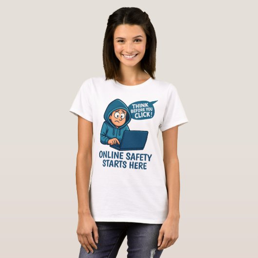 Think Before You Click - Online Safety Awareness T-Shirt (Vorne ganz)
