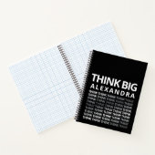 Think Big Typography Mindset Journal Schwarz Weiß Notizblock (Innenseite)