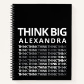 Think Big Typography Mindset Journal Schwarz Weiß Notizblock (Vorderseite)