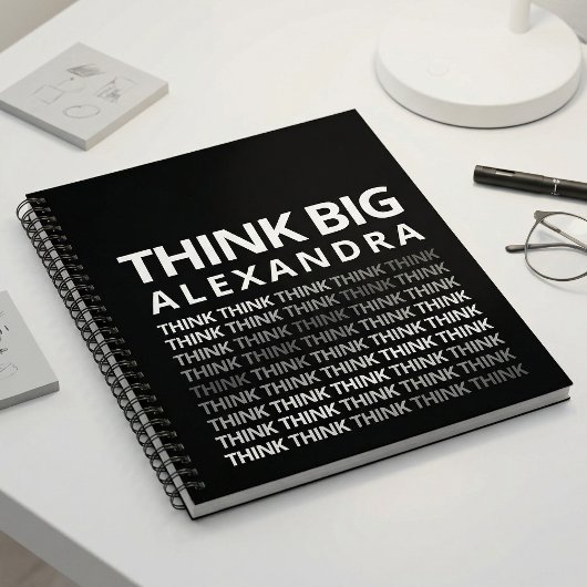 Think Big Typography Mindset Journal Schwarz Weiß Notizblock