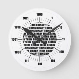 Think Binary Clock (Geek Humor) Runde Wanduhr