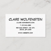 Think Buble Fun Retro Comic Book Blue Visitenkarte (Rückseite)