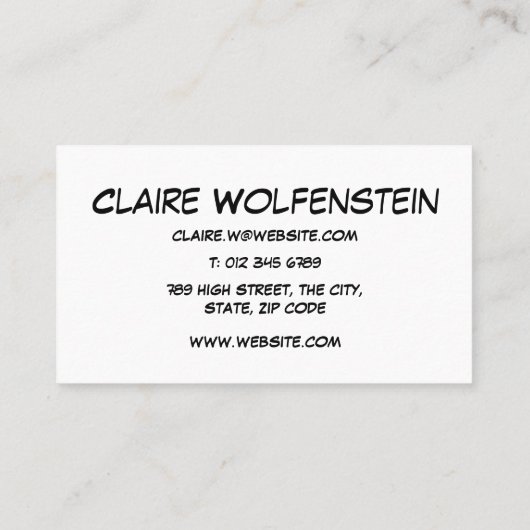 Think Buble Fun Retro Comic Book Blue Visitenkarte (Rückseite)