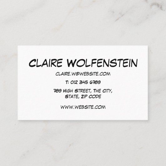 Think Buble Fun Retro Comic Book Visitenkarte (Rückseite)