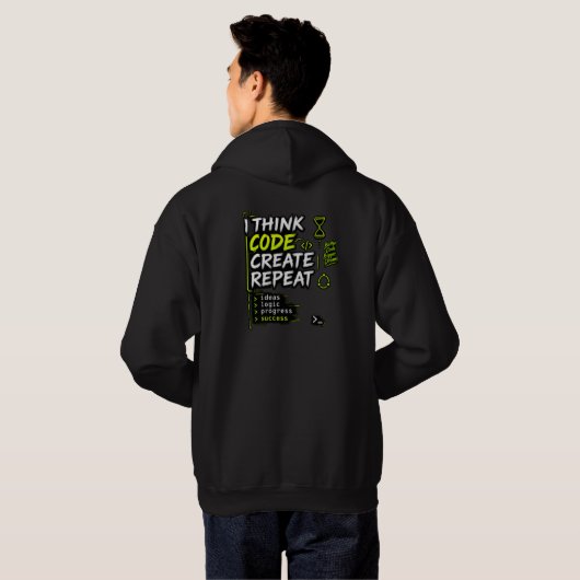 Think Code Create Repeat Hoodie (Schwarz voll)