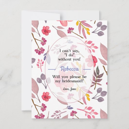 Think Dusty Pinks Bridesmaid Card Einladung (Vorderseite)