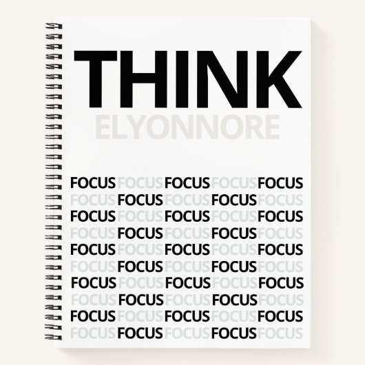 Think Focus - Modern Black And White Typography Notizblock (Vorderseite)