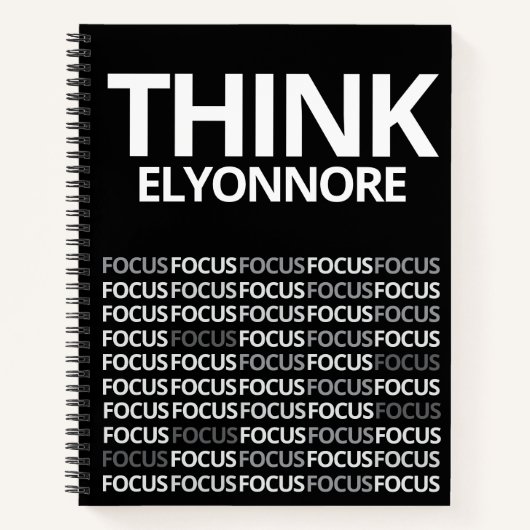 Think Focus - Modern Black And White Typography Notizblock (Vorderseite)