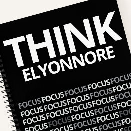 Think Focus - Modern Black And White Typography Notizblock