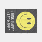 Think Happy Stay Happy Motivation Quote Yellow Smi Fleecedecke (Vorderseite (Horizontal))