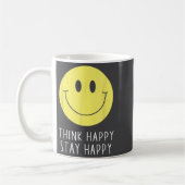 Think Happy Stay Happy Motivation Quote Yellow Smi Kaffeetasse (Links)
