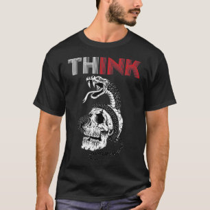 Think Ink Cool Tattoo Artist Snake And Skull Stili T-Shirt
