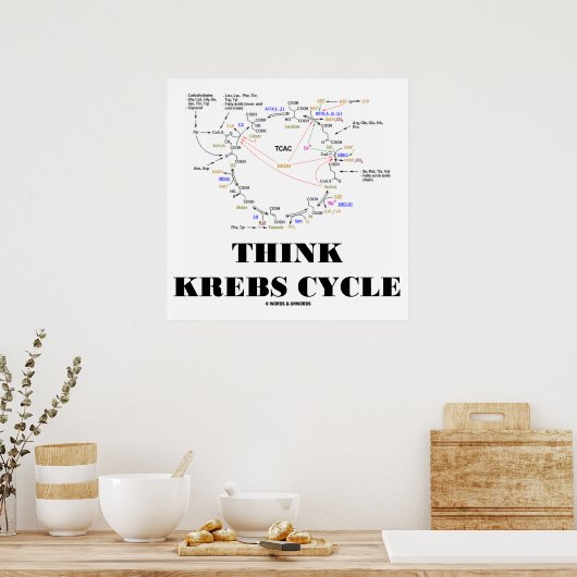 Think Krebs Cycle (Citric Acid Cycle - TCAC) Poster (Küche)