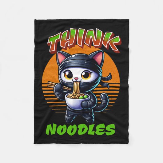 Think Noodles - Mmm Noodles Kawaii Ninja Cat Funny Fleecedecke (Vorderseite)