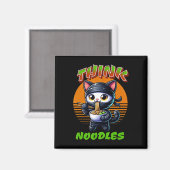 Think Noodles - Mmm Noodles Kawaii Ninja Cat Funny Magnet (Vorderseite/Rückseite)