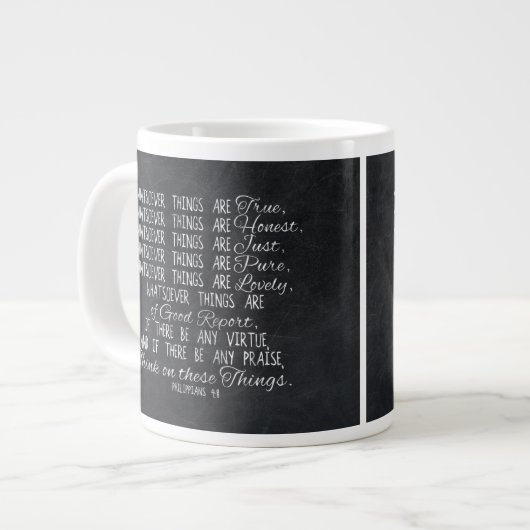 Think on These Things Christian Bible Scripture Jumbo-Tasse (Vorderseite Links)