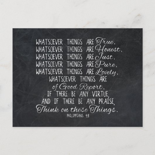 Think on These Things Christian Bible Scripture Postkarte (Vorderseite)