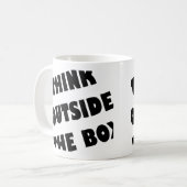 Think Outside The Box Funny Mug or Travel Mug Kaffeetasse (Vorderseite Links)