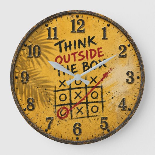 Think Outside the Box Motivational Office Decor Große Wanduhr (Vorderseite)