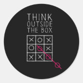 Think Outside The Box _ Tic Tac Toe _ Funny Sy Ner Runder Aufkleber (Vorderseite)