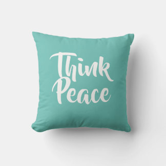 Think Peace Aquamarin Throw Kissen