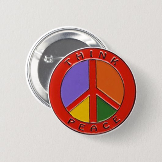 Think Peace Sign Button (Vorne & Hinten)